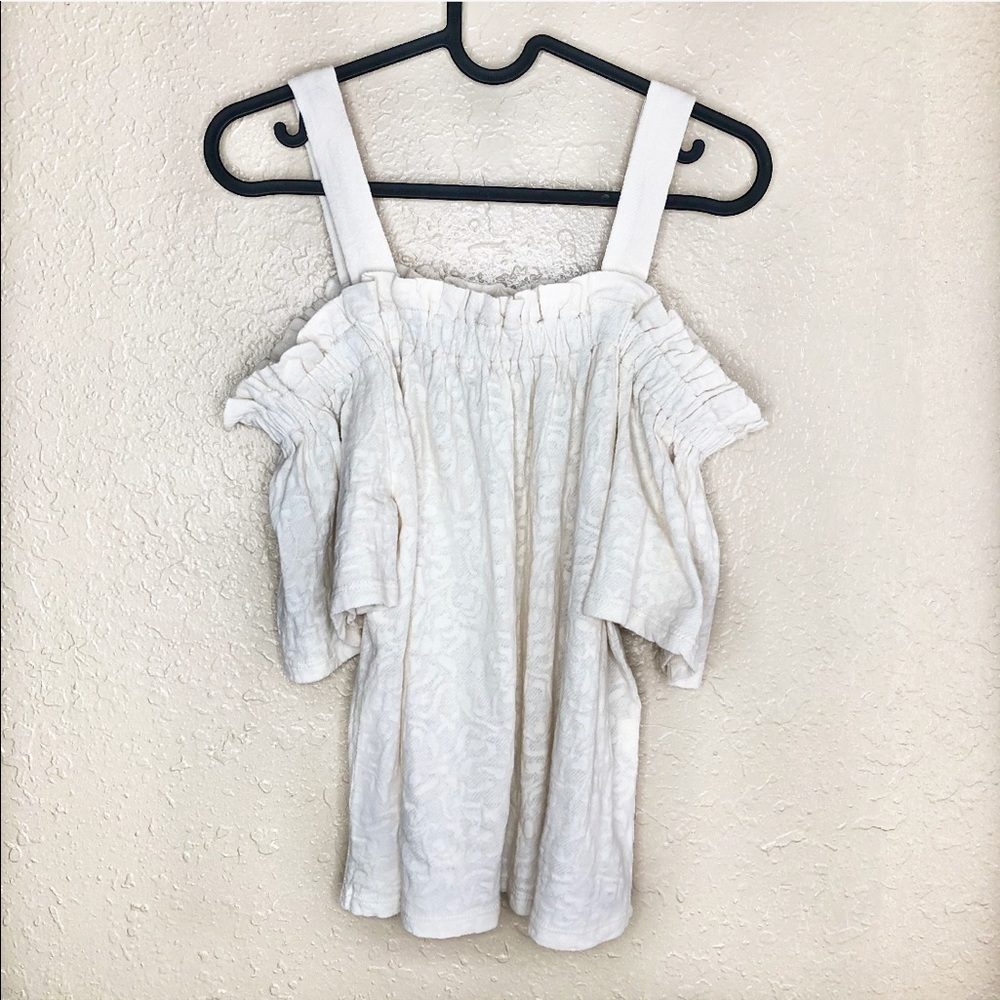 NWT Lucky Brand Cream Floral Cold Shoulder Top